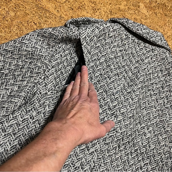 Gap Wm’s Wool Blend Herringbone Moto Zip Up Jacket In White Gray Black Sz M - Picture 7 of 16